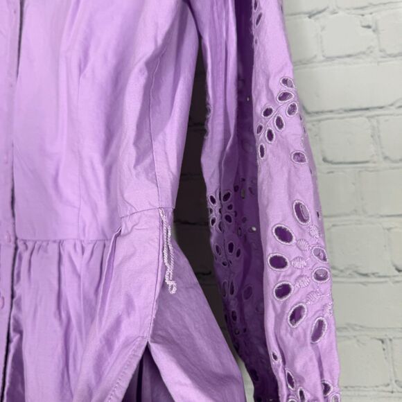 Talbots Midi Dress Women Plus XL Lavander Button Front Cottage Prairie Pockets - Picture 10 of 13